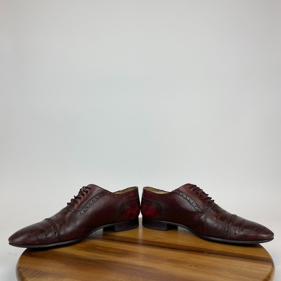 Mens Paul Smith Henry Burgundy Leather Brogue Cap Toe Dress Shoes Size UK 8 US 9 - Picture 7 of 16